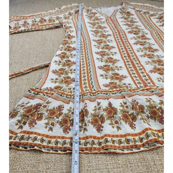 LOFT Floral Print Midi Dress - Cream and Brown - Picture 7 of 10